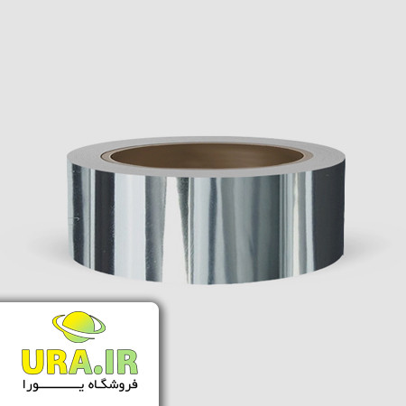 نوار نقره ای - سیلور براق پشت چسب دار PVC - عرض 4 سانتیمتر رول 25 متری