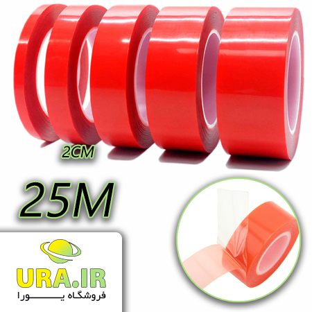 چسب دو طرفه شیشه ای PVC (عرض 2 سانتیمتر - رول 25 متری)